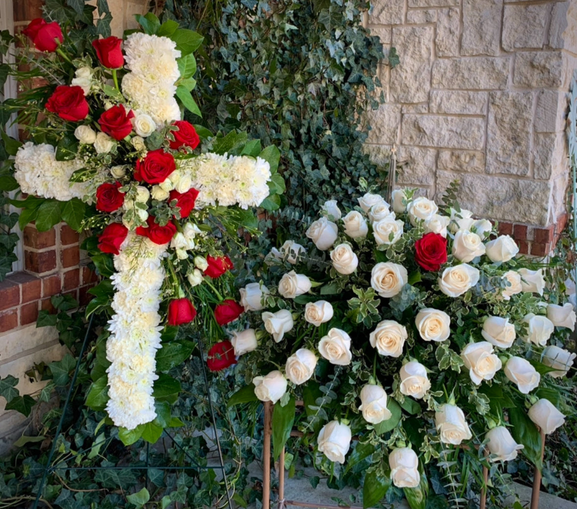 Roses Casket Spray and Roses Cross